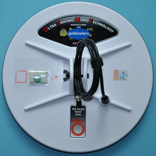 14 inch mono metal detector search coil in white housing