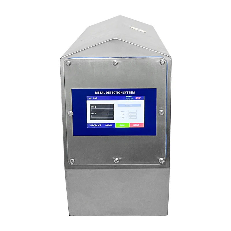 VMS-4 tunnel metal detector search head on a conveyor