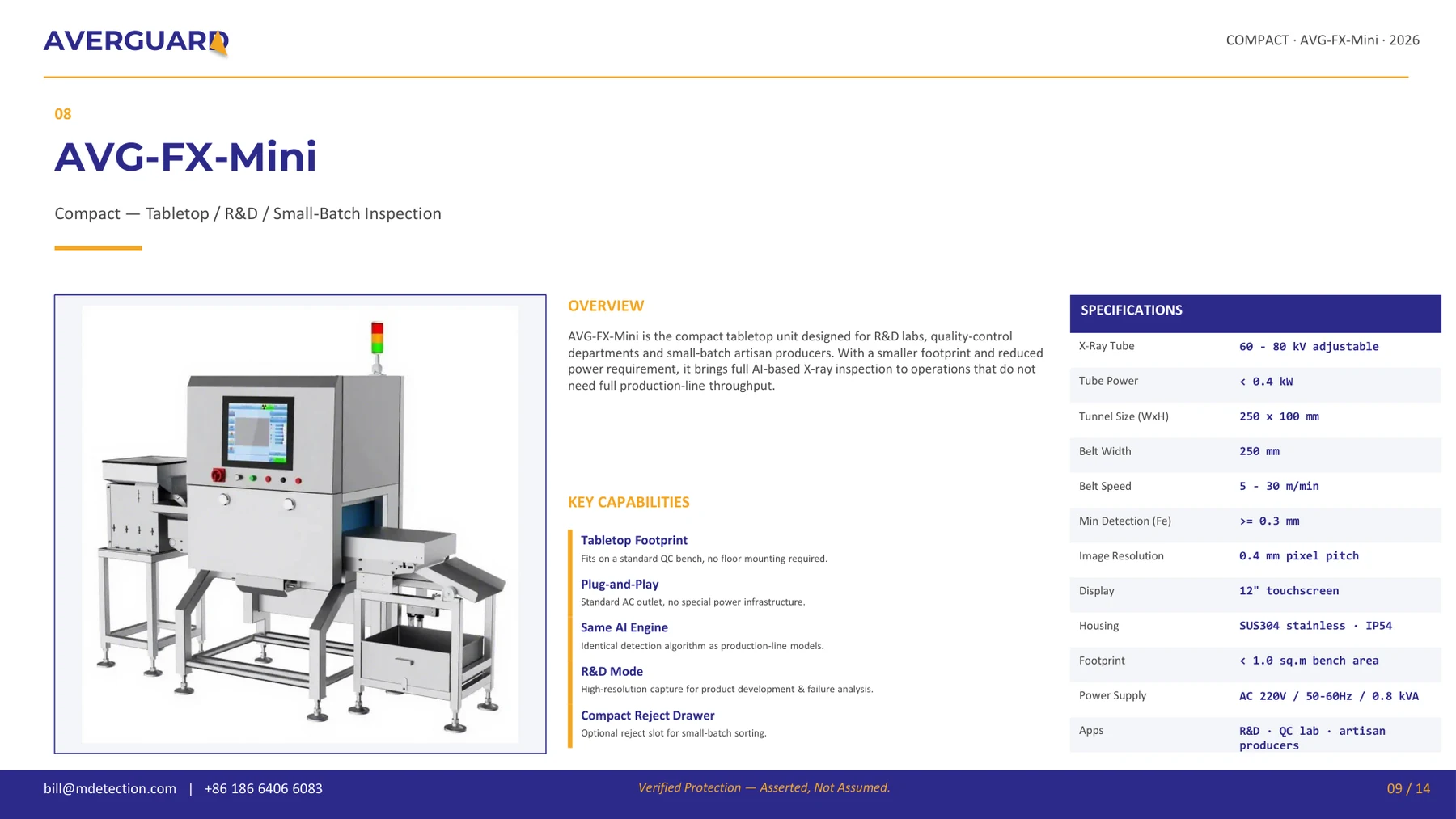 AVG-FX-Mini compact tabletop food X-ray inspection system