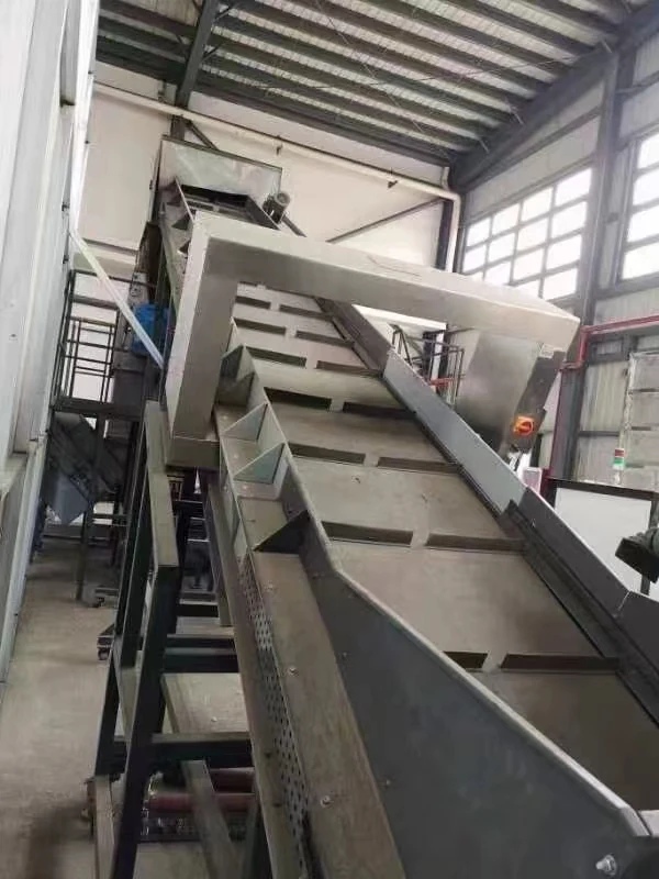 Conveyor metal detector frame in the workshop.
