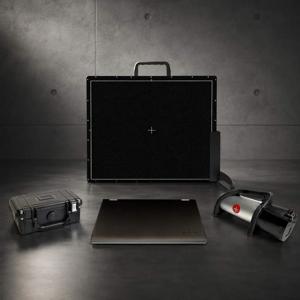 Ultra-thin portable X-ray inspection system panel and source