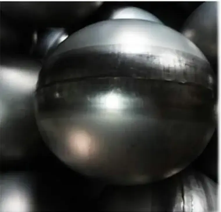A welded sphere before the equator seam is ground and polished