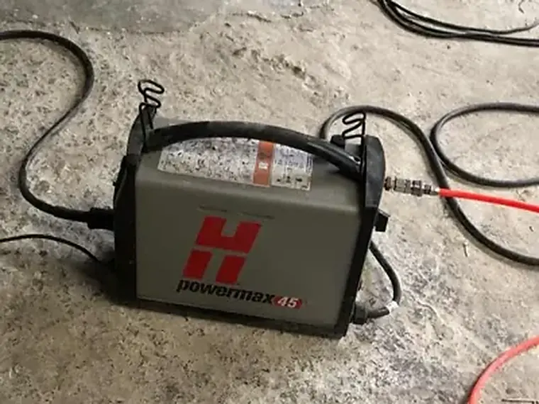 Plasma cutting a fire pit ball with a Hypertherm Powermax45