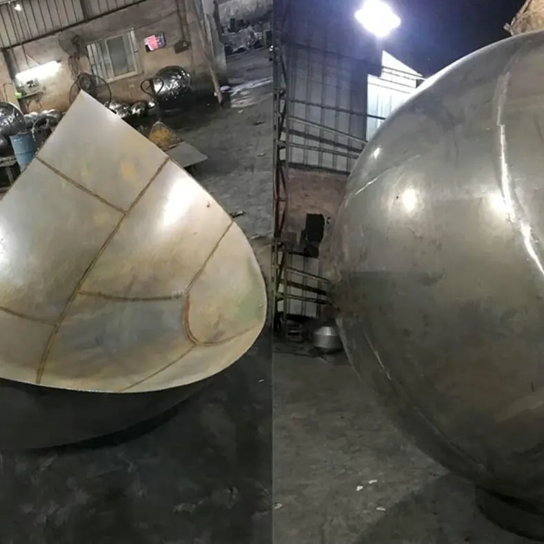 2750mm Large Stainless Steel Hollow Ball Cut to Quarter view 2