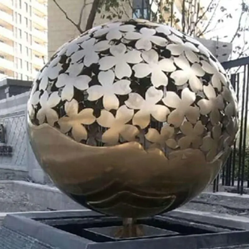 Leaf and Flower Garden Art Steel Spheres view 4