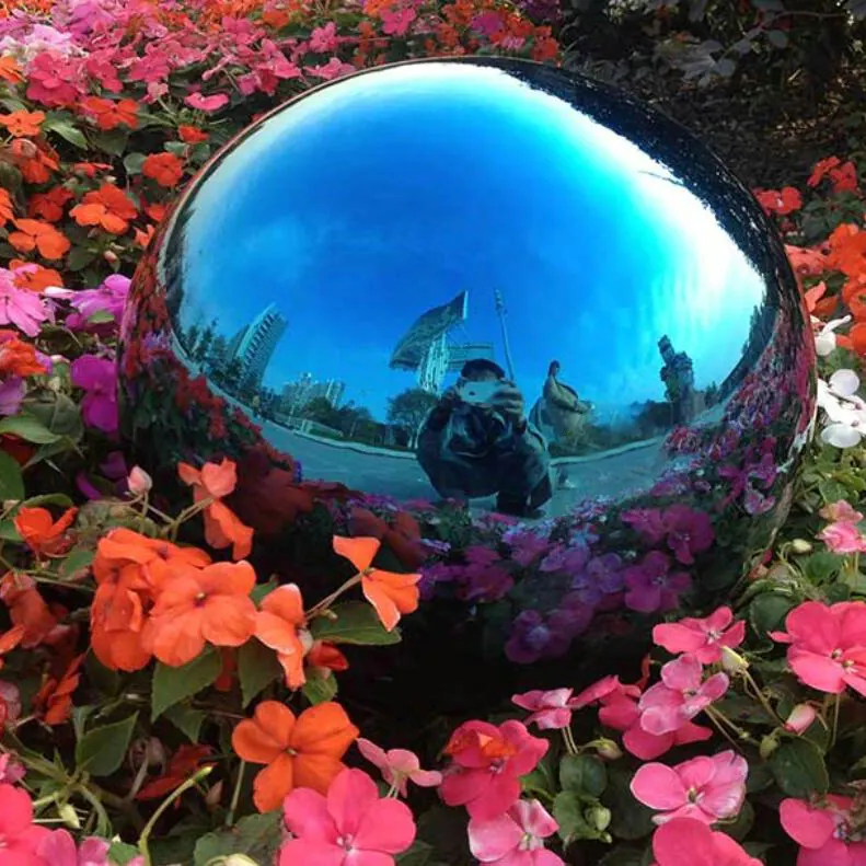Blue Stainless Steel Gazing Ball view 2