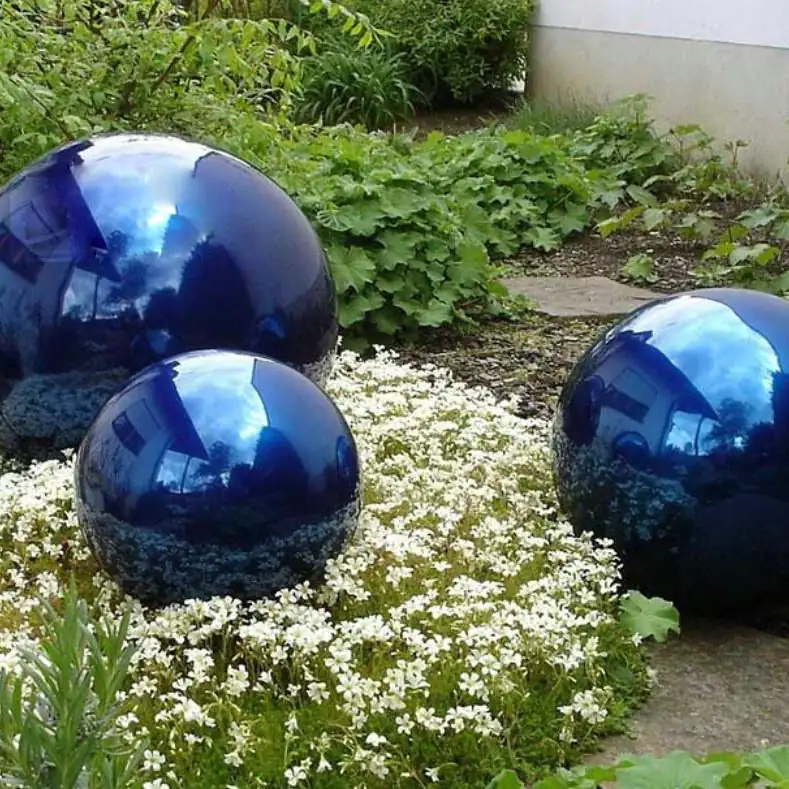 Blue Stainless Steel Gazing Ball view 3