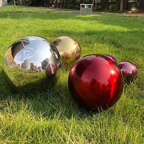 Colored Stainless Steel Hollow Sphere Outdoor Garden Gazing Ball view 2