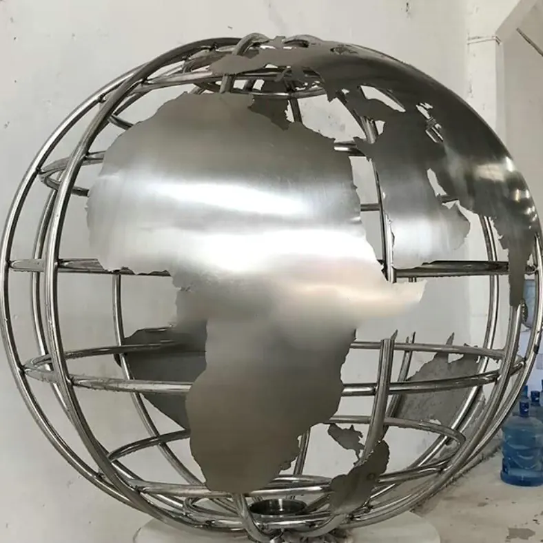 Metal World Globe Sculpture
