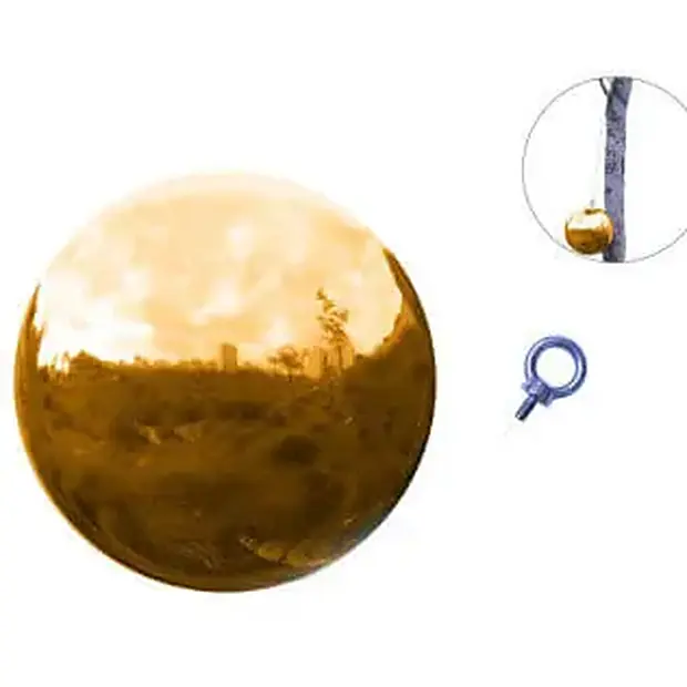 Stainless Steel Gazing Mirror Ball with Hanging Hook view 2