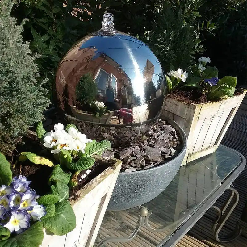 Stainless Steel Water Feature Ball Garden Decoration Sphere view 2