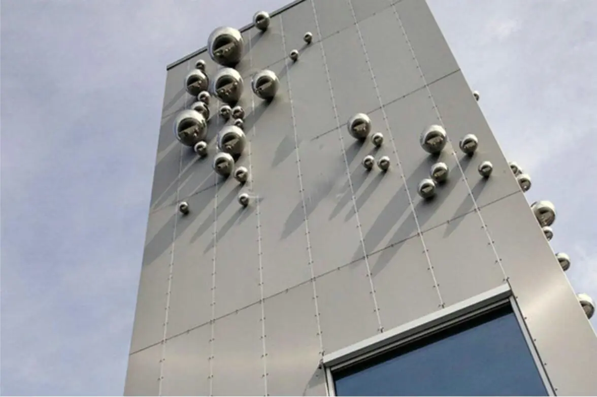 Hollow Steel Balls Wall In Norway photograph 3