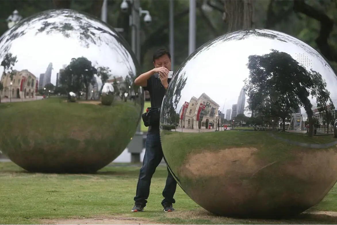 Large Stainless Steel Gazing Globes Installed In Singapore photograph 3
