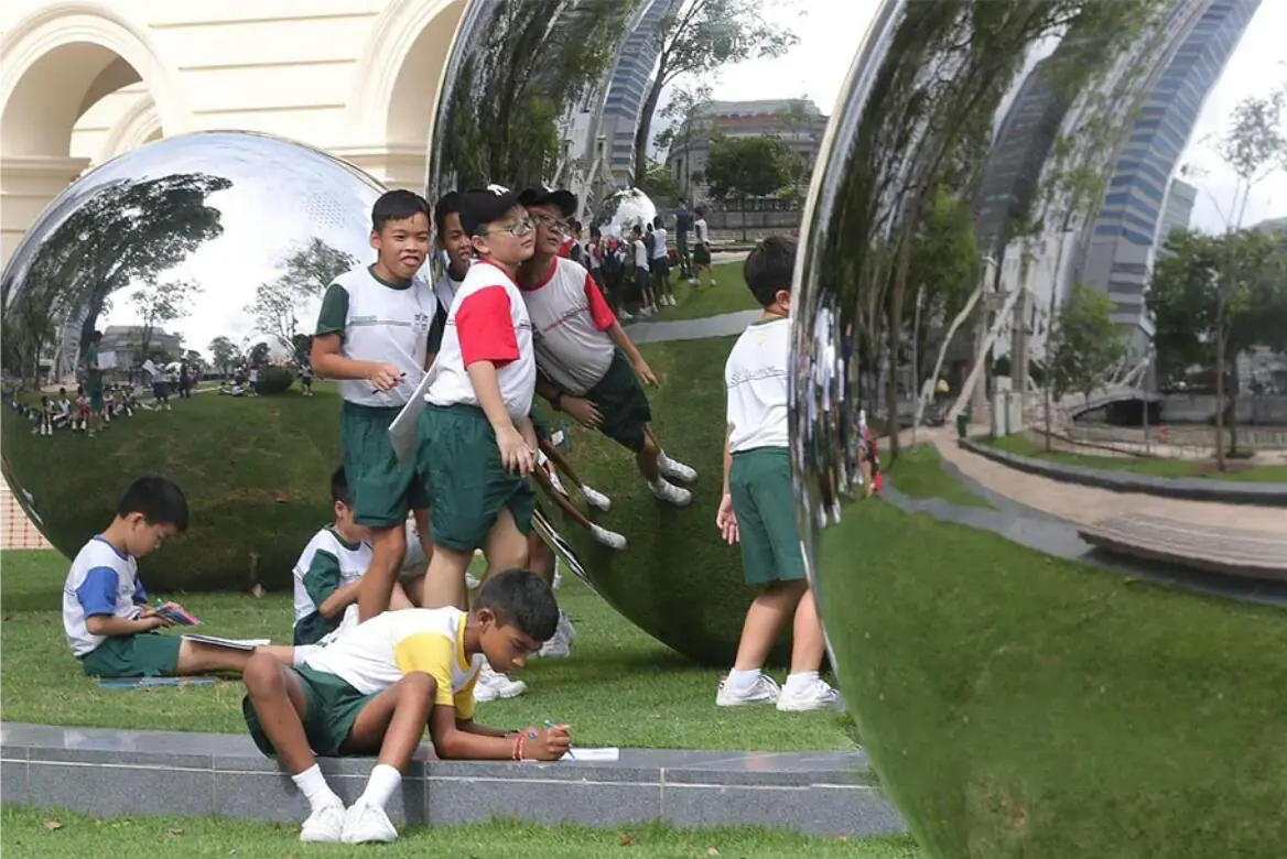 Large Stainless Steel Gazing Globes Installed In Singapore photograph 5