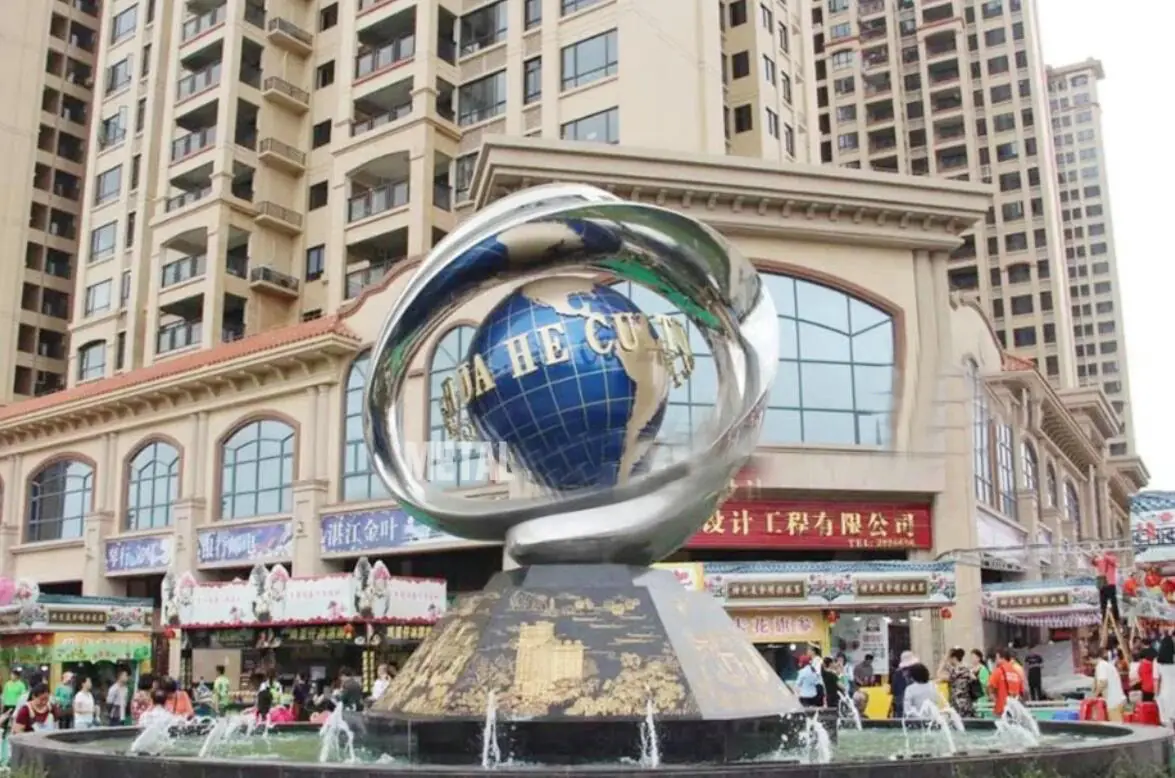 Large Stainless Steel Globe Sculpture photograph 4