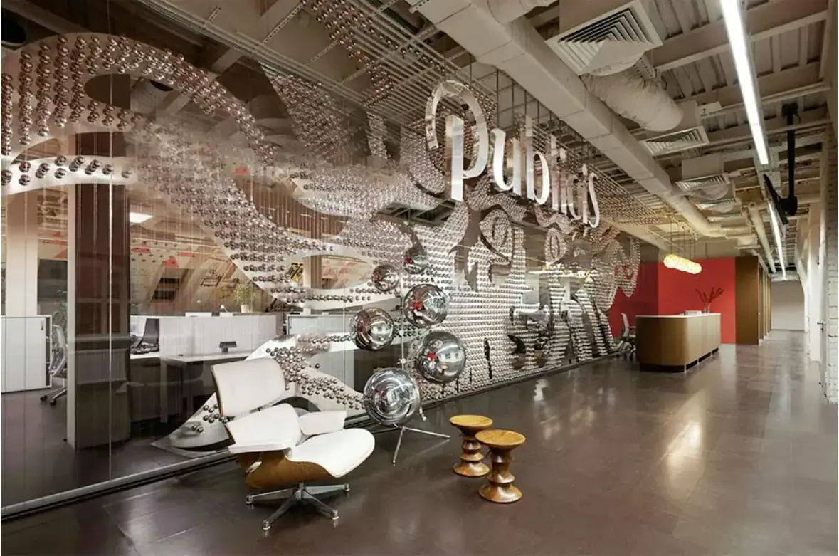 Suspended Hollow Stainless Steel Spheres For Publicis Russia photograph 2