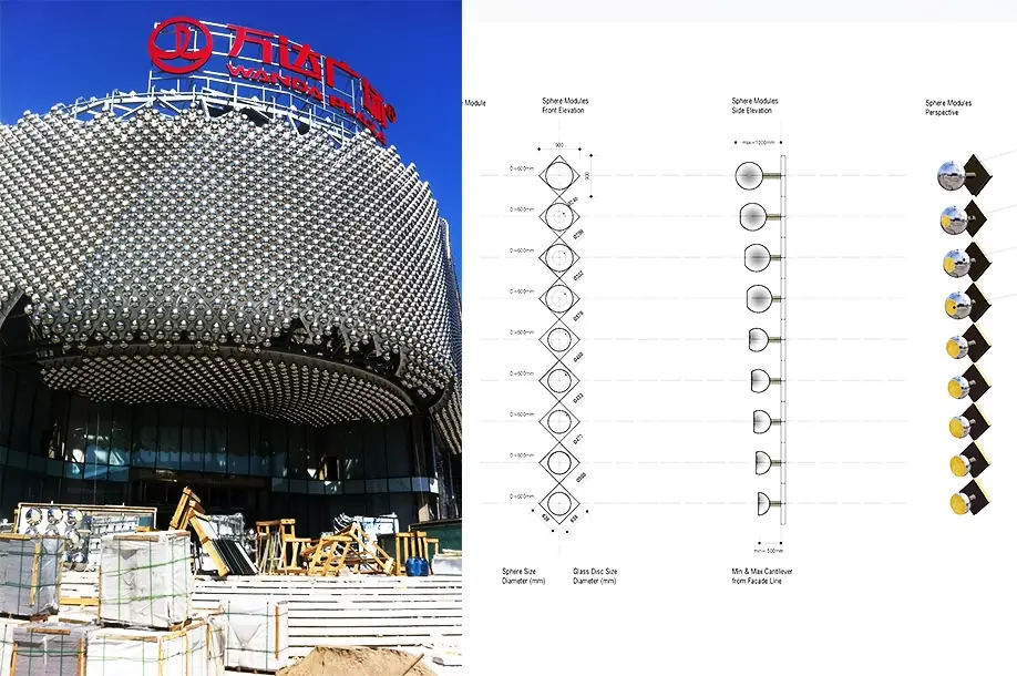 Wanda Plaza Facade Design With Illuminated Hollow Steel Balls photograph 5