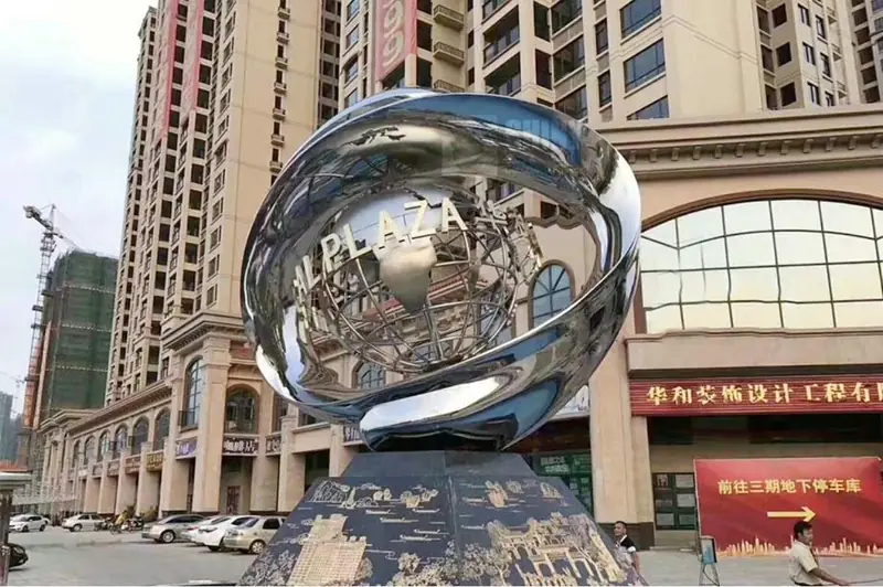 Large Stainless Steel Globe Sculpture