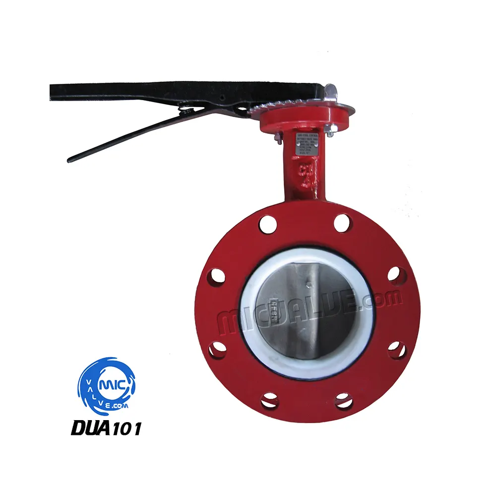 U type Butterfly Valve with pin [PTFE seat] — DUA101