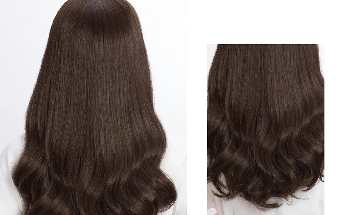 Back and side view of a Morning Star human hair wig