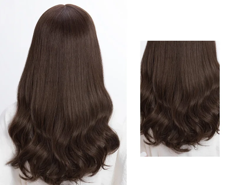Back and side view of a Morning Star human hair wig showing the wave pattern