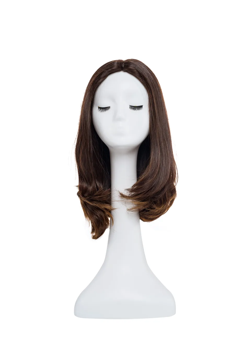 Wig5 human hair wig front view on a mannequin head