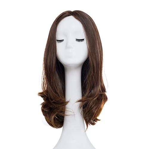Wig7 human hair wig on a mannequin head front view
