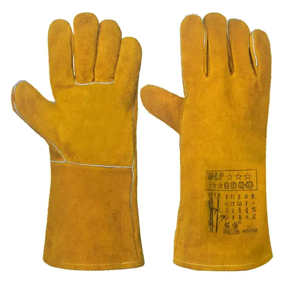 MS-702 yellow split cowhide welding gloves