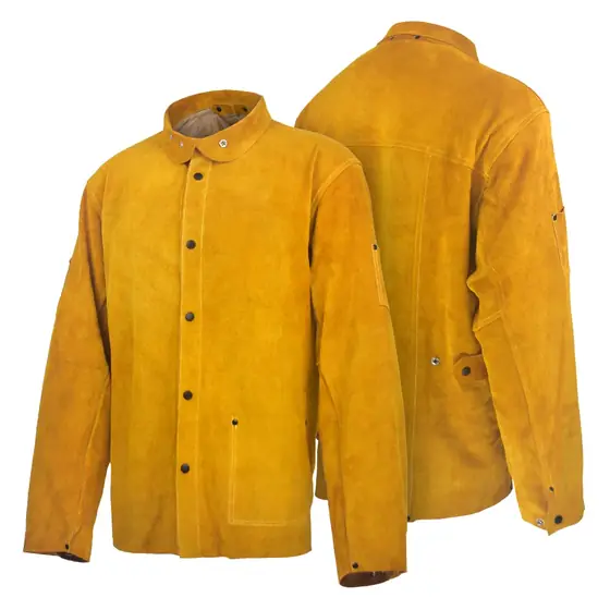 MS-386 brown split cowhide welding jacket front view