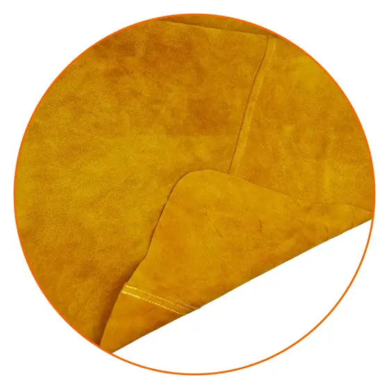 MS-383 welding apron with sleeves worn