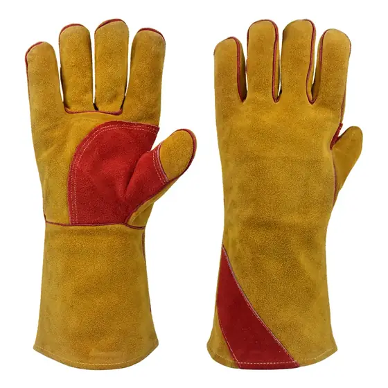 MS-723 blue and brown split cowhide welding gloves