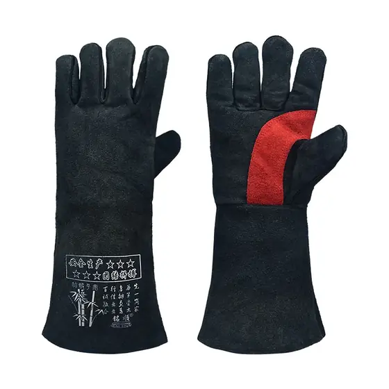 MS-780 black and red split cowhide welding gloves