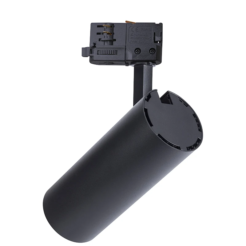 20W LED track light tilted to show 90 degree vertical adjustment