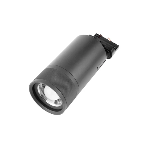 Group of 40W LED track lights mounted on a single track rail with adjustable heads
