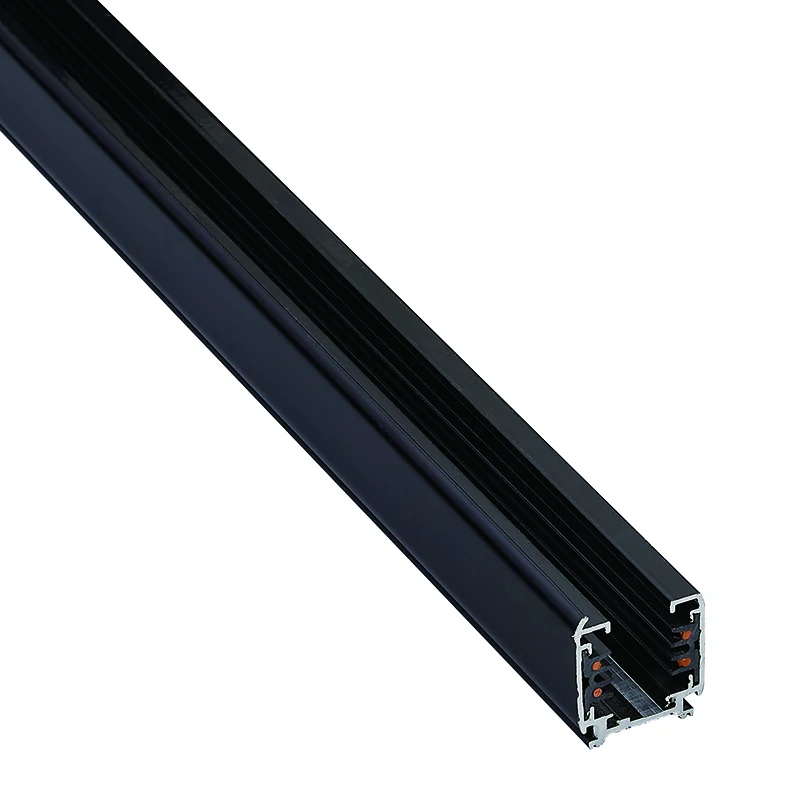 Black four-wire LED track rail section rated at 16A