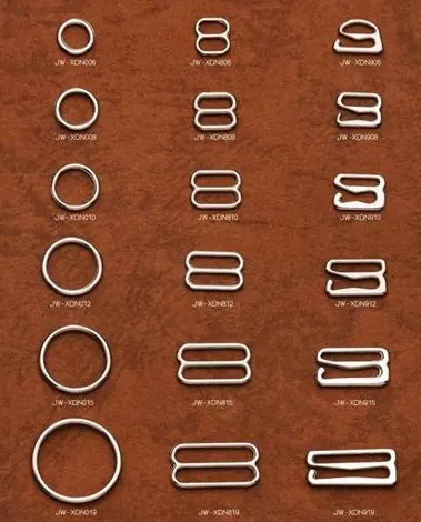 Nickle color - bra hook/nylon coated adjuster/bra buckle/bra ring/ring and slider/bra's front-closure/garter clip/bra ring&slider/clips