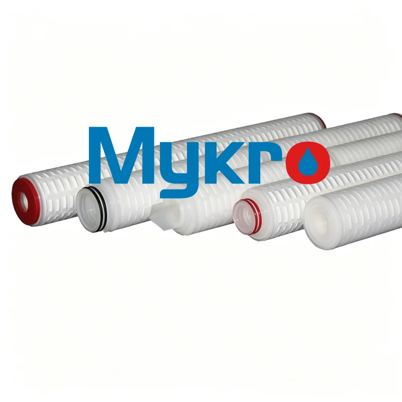 Membrane pleated filter cartridges with double O-ring and fin end adapters