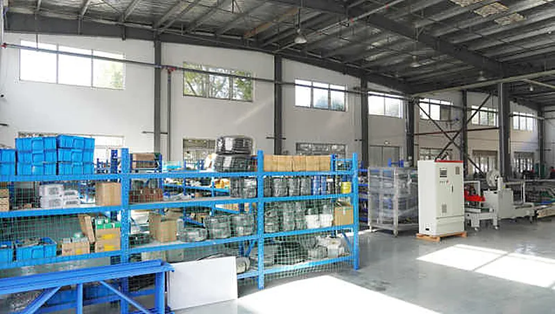 Spare-part store. Wear parts for sealing jaws, film feed and pneumatics are stocked so a replacement ships the same week.