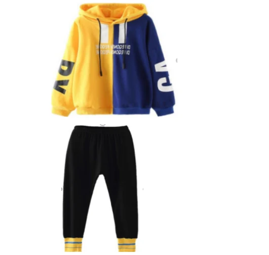 Yellow & Navy Hoodie Jogger Set