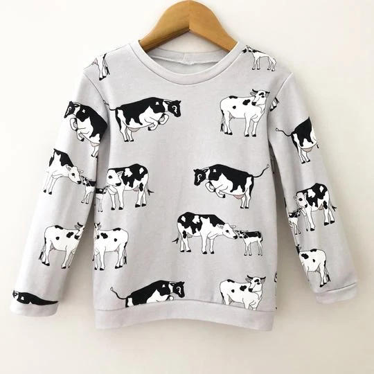 Cow Print Baby Pullover