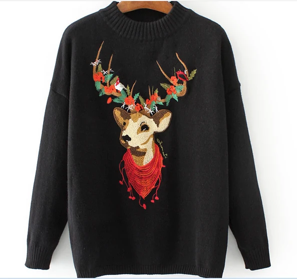 Reindeer Floral Sweater