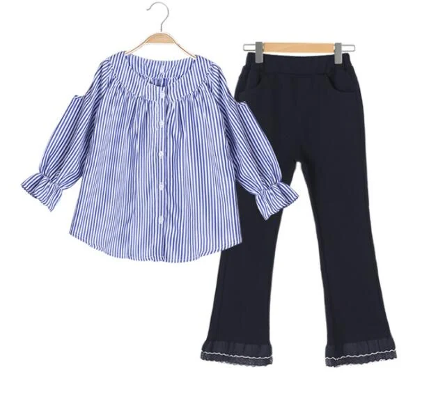 Stripe Off-Shoulder Top & Trouser Set