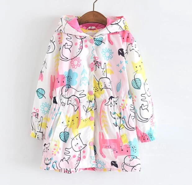 Cat Print Hooded Coat