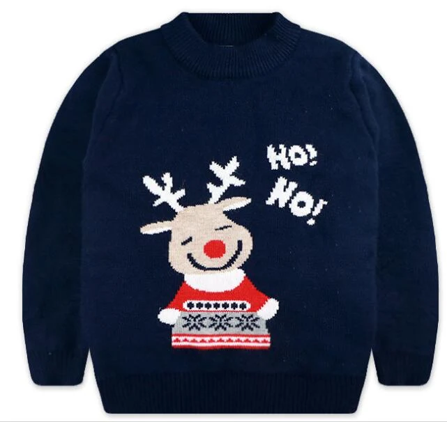 Navy Reindeer Slogan Sweater