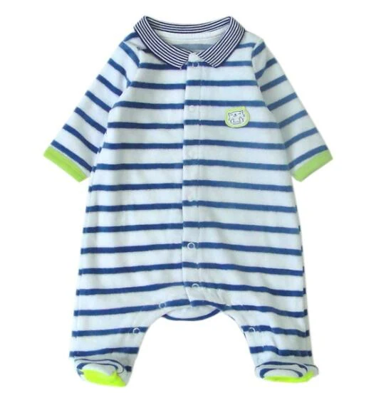 Striped Footed Baby Romper