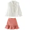 Ruffle Blouse & Gingham Skirt Set
