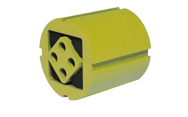 DK-A rubber suspension unit with square steel inner core and green protective finish