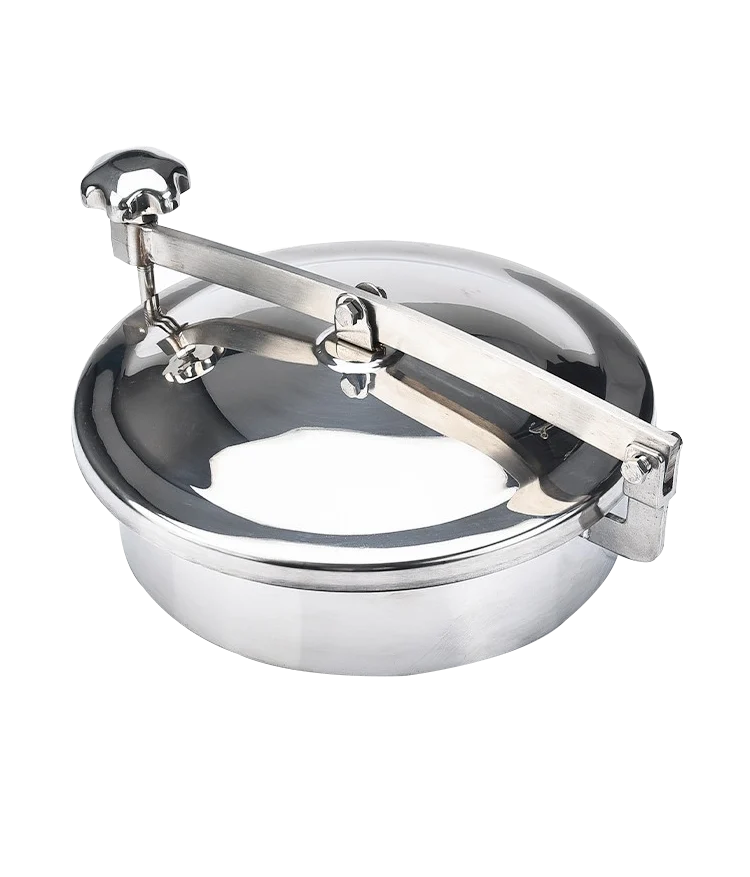 Stainless steel round manhole assembly with top hand-wheel closure and round mounting neck