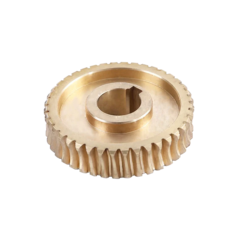 Brass worm gear on a plain white background