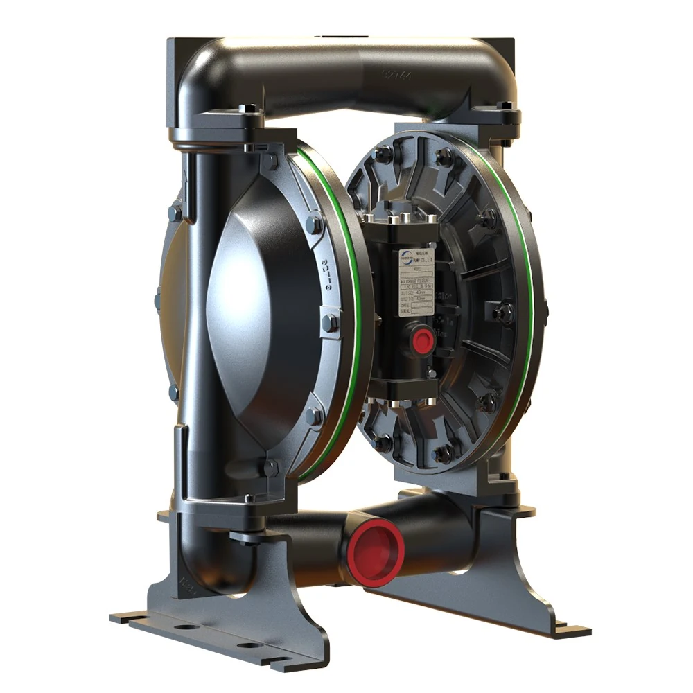 Industrial double diaphragm pump on a mounting base